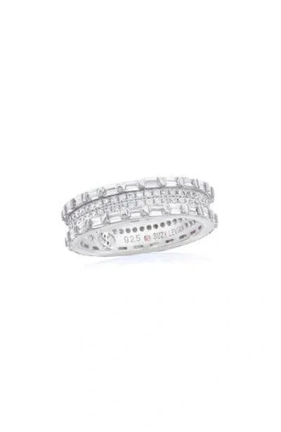 Suzy Levian Baguette & Round Cubic Zirconia Eternity Band Ring