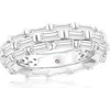 Suzy Levian Baguette Cubic Zirconia Triple Row Eternity Band Ring