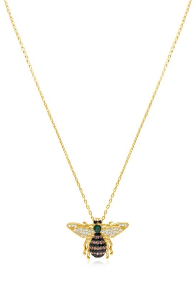 Suzy Levian Bee Pendant Necklace In Yellow