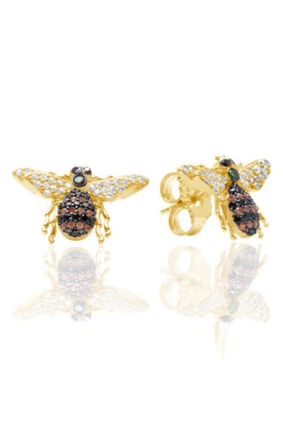 Suzy Levian Bee Stud Earrings In Gold