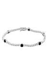 Suzy Levian Sterling Silver Red And White Cubic Zirconia Tennis Bracelet In Metallic