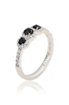 Suzy Levian Black Cubic Zirconia Ring In Black