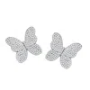 Suzy Levian Black Sterling Silver Multi Color Cubic Zirconia Butterfly Earrings In Metallic