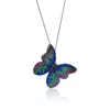 Suzy Levian Black Sterling Silver Multi Color Cubic Zirconia Butterfly Pendant In Metallic