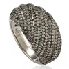 Suzy Levian Blackened Sterling Silver Cubic Zirconia Crossing Ring In Silver