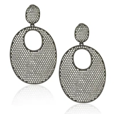 Suzy Levian Blackened Sterling Silver Cubic Zirconia Earrings