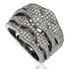 Suzy Levian Blackened Sterling Silver Cubic Zirconia Multi-level Ring In Metallic