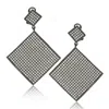 Suzy Levian Blackened Sterling Silver Cubic Zirconia Pave Diamond-shape Earrings