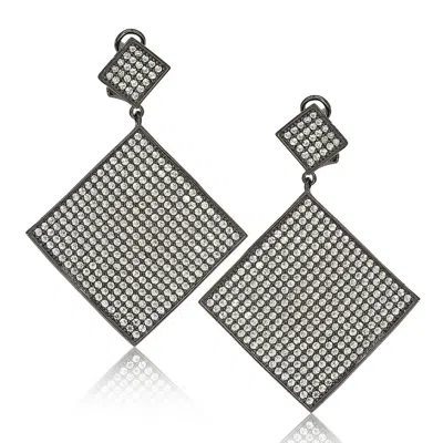 Suzy Levian Silver Cz Earrings In Gold