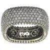 Suzy Levian Blackened Sterling Silver Cubic Zirconia Square Micro Pave Eternity Ring In White