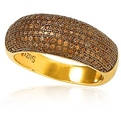 Suzy Levian Bridal Gold Over Sterling Silver Brown Cubic Zirconia Anniversary Band