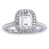 Suzy Levian Bridal Sterling Silver Asscher-cut White Cubic Zirconia Halo Engagement Ring In Silver