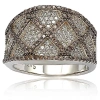 Suzy Levian Brown And White Cubic Zirconia Sterling Silver Ring In Silver