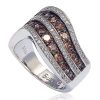 Suzy Levian Brown And White Cubic Zirconia Sterling Silver Ring In Red
