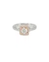 Suzy Levian Certified 18k Two-tone 1.08 Ct. Tw. Diamond Halo Ring