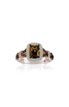 Suzy Levian Champagne & White Cubic Zirconia Engagement Ring In Light Brown