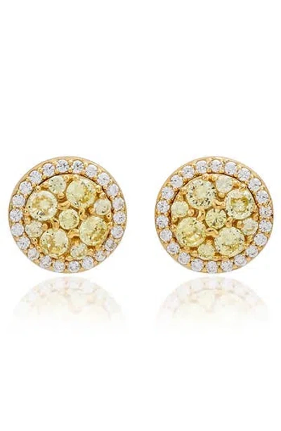 Suzy Levian Cluster Halo Stud Earrings In Gold