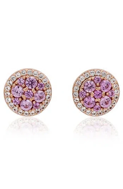 Suzy Levian Cluster Halo Stud Earrings In Pink