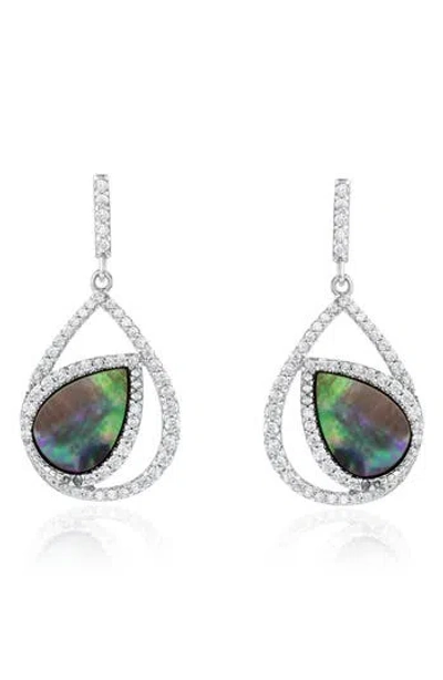 Suzy Levian Cubic Zirconia & Black Mother-of-pearl Drop Earrings