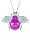 Suzy Levian Cubic Zirconia Bumblebee Pendant Necklace