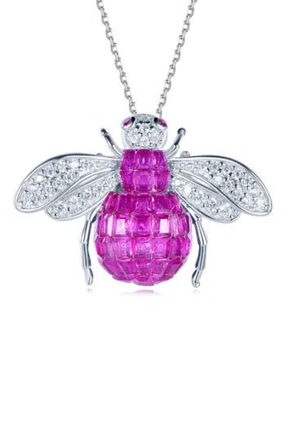 Suzy Levian Cubic Zirconia Bumblebee Pendant Necklace