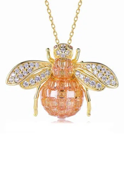 Suzy Levian Cubic Zirconia Bumblebee Pendant Necklace