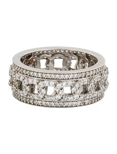 Pre-owned Suzy Levian Cubic Zirconia Cable Link Eternity Band Ring In Multicolor
