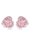 Suzy Levian Cubic Zirconia Cluster Heart Stud Earrings
