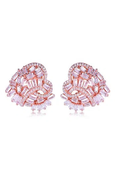 Suzy Levian Cubic Zirconia Cluster Heart Stud Earrings