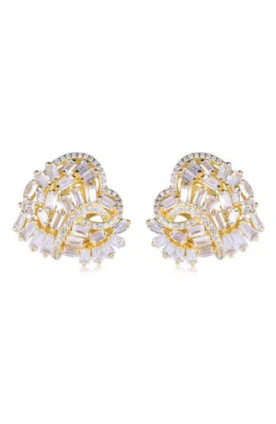 Suzy Levian Cubic Zirconia Cluster Heart Stud Earrings