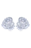 Suzy Levian Cubic Zirconia Cluster Heart Stud Earrings