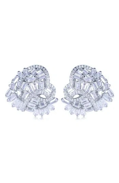 Suzy Levian Cubic Zirconia Cluster Heart Stud Earrings