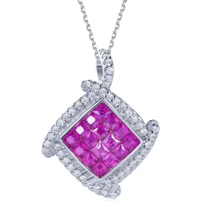 Suzy Levian Cubic Zirconia Cushion Pendant Necklace