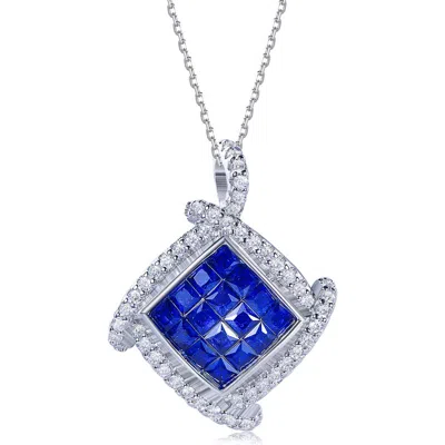 Suzy Levian Cubic Zirconia Cushion Pendant Necklace