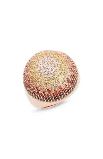 Suzy Levian Cubic Zirconia Domed Ring In Brown