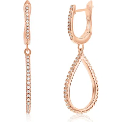 Suzy Levian Cubic Zirconia Drop Huggie Hoop Earrings In Metallic