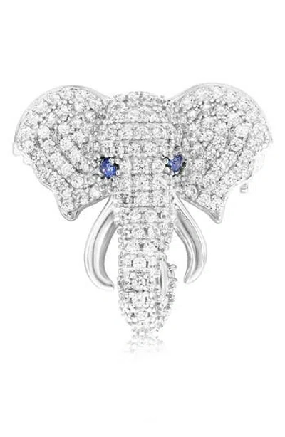 Suzy Levian Cubic Zirconia Elephant Brooch In Metallic
