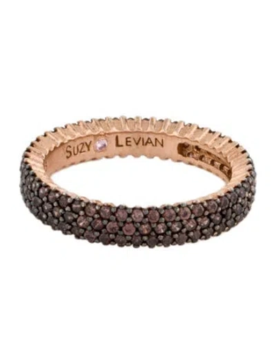Pre-owned Suzy Levian Cubic Zirconia Eternity Band Ring In Black