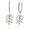 Suzy Levian Cubic Zirconia Feather Drop Huggie Hoop Earrings In Neutral