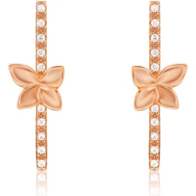 Suzy Levian Cubic Zirconia Floral Linear Drop Earrings In Metallic