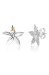 Suzy Levian Cubic Zirconia Flower Stud Earrings