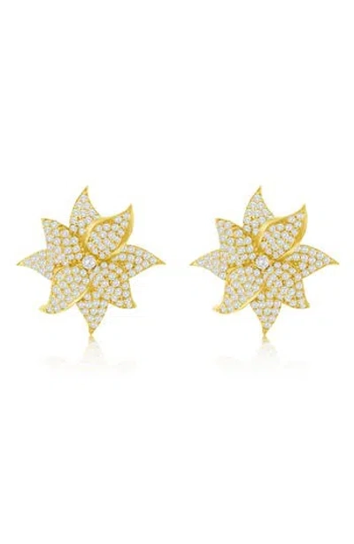 Suzy Levian Cubic Zirconia Flower Stud Earrings
