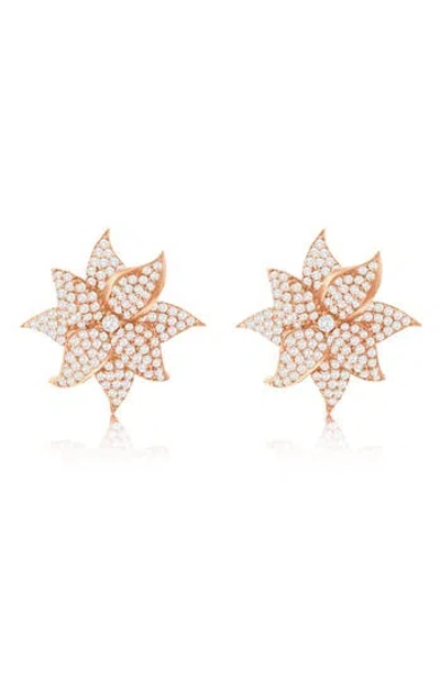 Suzy Levian Cubic Zirconia Flower Stud Earrings
