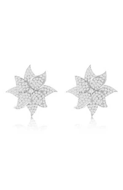 Suzy Levian Cubic Zirconia Flower Stud Earrings