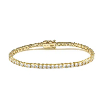 Suzy Levian Cubic Zirconia Gold Sterling Silver 7 Inch Tennis Bracelet