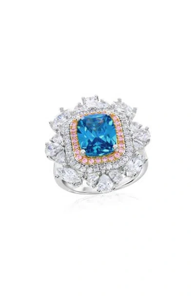 Suzy Levian Cubic Zirconia Halo Ring In Metallic