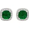 Suzy Levian Cubic Zirconia Halo Stud Earrings In Green