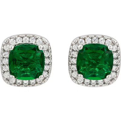 Suzy Levian Cubic Zirconia Halo Stud Earrings In Green