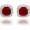 Suzy Levian Cubic Zirconia Halo Stud Earrings In Red