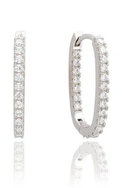 Suzy Levian Cubic Zirconia Hoop Earrings In Metallic